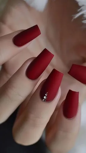 Image of the ruby velvet matte manicure