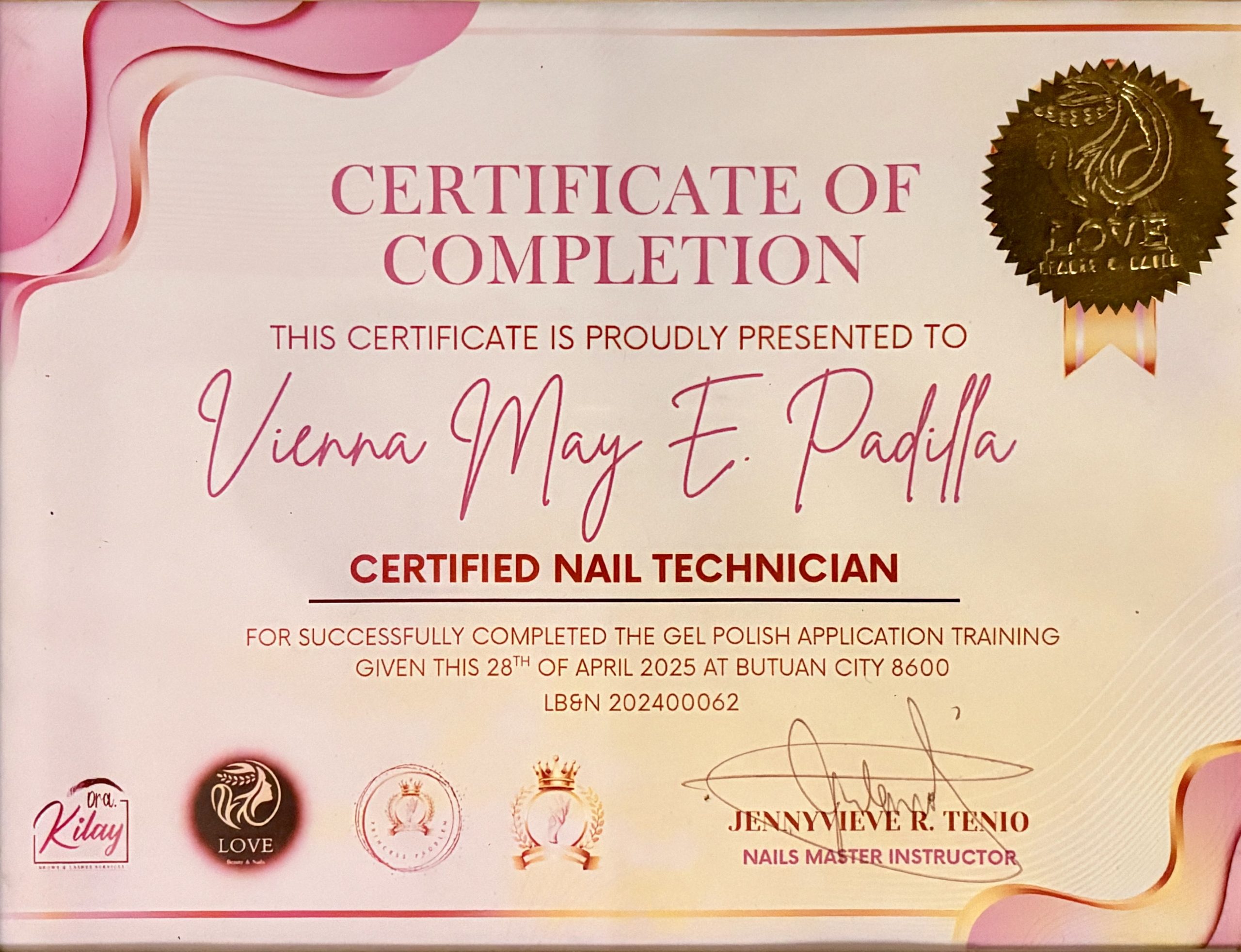 About Vienna May Padilla - Certificate for Gel Polish