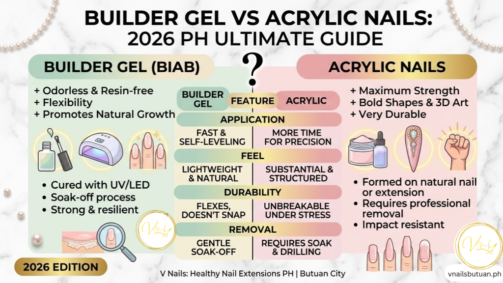 Builder Gel vs Acrylic Infographic Image by V Nails Butuan