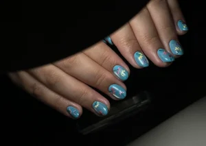 Summer Nail Art Blooming on Blue by V Nails Butuan