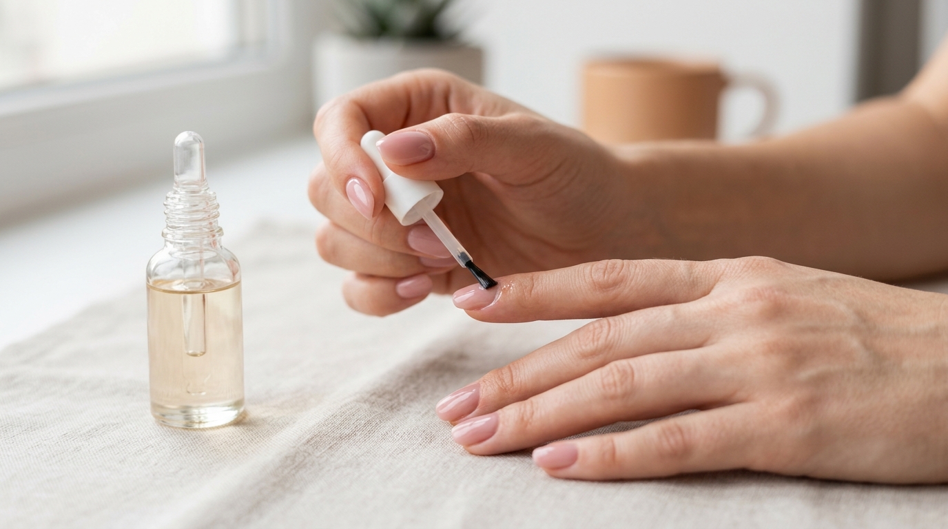 Applying cuticle oil to keep a gel manicure lasting longer