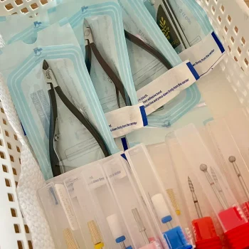 Image of a Clean and Sanitized Nail Technician Tools