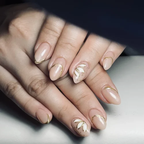 This is an image of a minimalist floral design done at V Nails